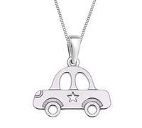 Goldene Hufeisen Auto Anhänger mit Kette 925 Echt Silber Kinder Mädchen Jungen Halskette (1) Silber, 38