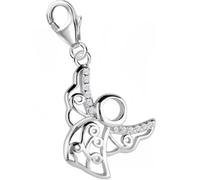 Goldene Hufeisen Charm Anhänger Engel 925 Silber mit Zirkonia für Kinder, Damen, Jungen