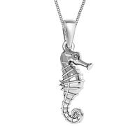 Goldene Hufeisen G-H Seepferdchen Anhänger mit Halskette 925 Echt Sterling-Silber Kinder Mädchen 38 cm