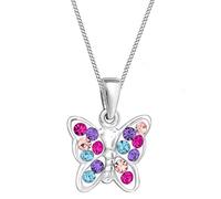 Goldene Hufeisen Kristall Schmetterling ANHÄNGER + 40cm KETTE 925 Echt Silber Mädchen Baby Kinder Halskette (1) Multicolor