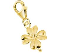 Goldene Hufeisen mini klein Kleeblatt Karabiner Charm Anhänger für Bettelarmband aus 925 Sterling-Silber Vergoldet