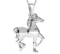 Goldene Hufeisen Pferd Anhänger mit Kette 925 Echt Silber Mädchen Jungen Pferde Set (38)