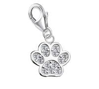 Goldene Hufeisen Pfötchen Zirkonia Charm Anhänger 925 Echt Silber Pfote für Armband Bettelarmband