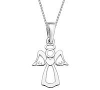 Goldene Hufeisen Schutzengel Anhänger mit Kette 925 Echt Silber Kinder Damen Mädchen Engel Halskette (40)