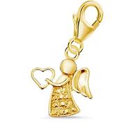 Goldene Hufeisen Schutzengel Karabiner Charm Anhänger für Bettelarmband 925 Sterling-Silber Vergoldet