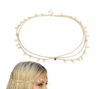 Goldene Kopfkette-Pailletten Mode Boho Festival | Mehrschichtiges Ketten Haarband Damenschmuck | Für Festival Party Abschlussball Feiertag Maskenball Veranstaltung Hochzeitsfotoshooting Feierlichkei