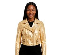 Goldene, kurze Brando-Bikerjacke aus Leder für Damen - Bellville EU 48 / UK 20