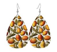 Goldene Mango bedruckte tropfenförmige Leder-Ohrringe | High-End-Design, leichte Luxus-Ohrringe