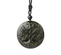Goldene Obsidian Halskette Naturstein Yoga Tigerkopf Skulptur Baum Des Lebens Tier Eule Männer Halsketten Anhänger Schmuck