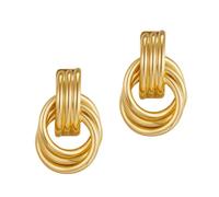 Goldene Ohrstecker 2er Set Chunky Angesagte Hänger | Ohrringe für Damen für Geburtstag Abiball Hochzeit Urlaub Party Statement Feiertage Festival