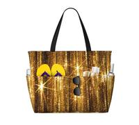 Goldene Pailletten-Strandtasche für Erwachsene, Strandtasche mit großen Tragetaschen, für Strand, Pool, Reisen, Alltag