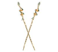 Goldene Schlangen Haarstäbchen mit Strass für Dutt | Zinklegierung mit Strass, Glatte Kanten, für Brautfrisur, Kostümfest, Damen und Brautjungfern, 2 Stück