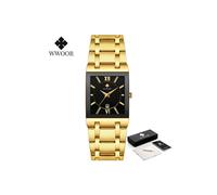 (Goldene schwarze Box) Herrenuhr - Neue modische Luxus-Armbanduhr für Herren, quadratisch, blau, Edelstahl,