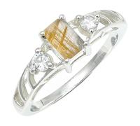 Goldener Rutilquarz Edelstein Sterling Silber Handgefertigter Band Ring Geschenkartikel für Männer und Frauen in allen Größen Schmuck CRG1248BM29_(75 (23.9))