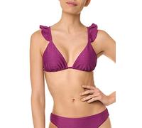 goldenpoint Bikini Damen Badeanzug Fester Triangel-BH mit Rüschen, Farbe Violett, Größe 75