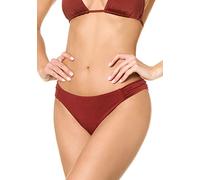 goldenpoint Bikini Damen Badeanzug niedrig Geschnittener Slip Rüschen-Einsatz, Farbe Braun, Größe XL