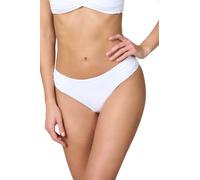 Goldenpoint Damen-Badeanzug - niedriger Teil des Bikinis - Slip mit seitlicher Raffung aus Mikrofaser, einfarbig, Weiß, L