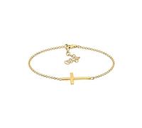 Elli Armband »Kreuz Horizontal Schlicht 925 Silber«, goldfarben