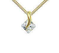 Goldkette Anhänger 585 Gold 14 Karat mit Zirkonia Stein in edlem Design für Damen Mit Halskette - Kettenlänge 50 cm.