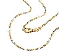 Goldkette Halskette Kette Panzerkette Stegpanzerkette Damen 585 Bicolor Gold 14 kt Länge 45 cm Breite 1,4 mm Gewicht 2,1 g