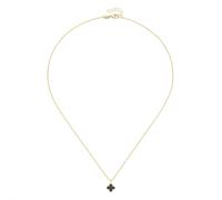 Goldkette LUIGI MERANO "Anhänger-Blüte mit Onyx, Gold 375", schwarz, Halsketten, Damen, 45cm, Gelbgold 375, Goldkette (29385704-0) schwarz