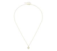 Goldkette LUIGI MERANO "Anhänger-Blüte mit Onyx- oder Perlmutt-Einlage, Gold 375", gold (perlmutt), Halsketten, Damen, 43cm, Gelbgold 375, Goldkette (75603448-0) perlmutt