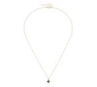 Goldkette LUIGI MERANO "Anhänger-Blüte mit Onyx- oder Perlmutt-Einlage, Gold 375", gold (schwarz), Halsketten, Damen, 43cm, Gelbgold 375, Goldkette (20463848-0) schwarz
