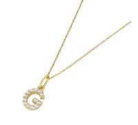 Goldkette LUIGI MERANO "Anhänger Buchstabe G mit Zirkonia, Gold 375", gold, Halsketten, Damen, 45cm, Gelbgold 375, Goldkette (39241927-0) gold