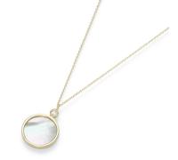 Goldkette LUIGI MERANO "mit Perlmutt-Einlage und Zirkonia, Gold 375", gold, Halsketten, Damen, 45cm, Gelbgold 375, Goldkette (87999349-0) gold