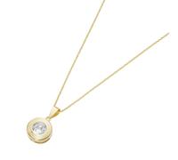 Goldkette LUIGI MERANO "mit rundem Anhänger mit Zirkonia, Gold 375", weiß, Halsketten, Damen, 45cm, Gelbgold 375, Goldkette (35009948-0) weiß