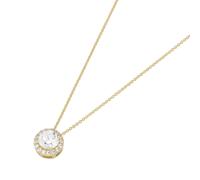 Goldkette LUIGI MERANO "mit rundem Anhänger mit Zirkonia, Gold 375", weiß, Halsketten, Damen, 45cm, Gelbgold 375, Goldkette (36048204-0) weiß