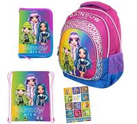 Goldkids 4er Set Schulrucksack Rucksack Federmappe Turnbeutel Aufgabenheft Rainbow High Motiv geeignet ab der ersten Klasse der Grundschule
