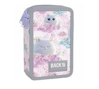 Goldkids - Federmäppchen 3 Fächer - Mäppchen für Mädchen - Federmappe 3-Fach Federtasche Gefüllte Schüleretui Schulmäppchen und Hausaufgabenheft - flauschigem Kätzchen