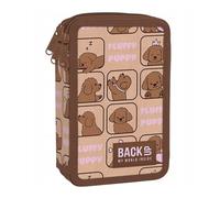 Goldkids - Federmäppchen 3 Fächer - Mäppchen für Mädchen - Federmappe 3-Fach Federtasche Gefüllte Schüleretui Schulmäppchen und Hausaufgabenheft - Hund