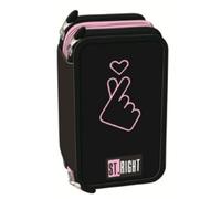 Goldkids - Federmäppchen 3 Fächer - Mäppchen für Mädchen und Jungen - Federmappe 3-Fach Federtasche 46-teilig Gefüllte Schüleretui Schulmäppchen- Liebe Motiv