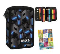 Goldkids - Federmäppchen 3 Fächer - Mäppchen für Mädchen und Jungen - Federmappe 3-Fach Federtasche Gefüllte Schüleretui 43-teilig - Schulmäppchen und Hausaufgabenheft