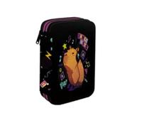 Goldkids - Federmäppchen 3 Fächer - Mäppchen für Mädchen und Jungen - Federmappe 3-Fach Federtasche Gefüllte Schüleretui Schulmäppchen - Wasserschwein Motiv