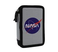 Goldkids Federmappe NASA Federmäppchen Federtasche XXL Schüleretui Federtasche Federpenal Schulmäppchen grau 3 Fächer 45-teilig gefüllt inkl Hausaufgabenheft