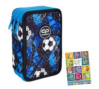 Goldkids Federtasche 3-fache Federmappe Federmäppchen 46-teilig gefüllte Schüleretui Stifte und Pinsel inkl. Aufgabenheft Federbox Etui Stiftetasche Schlamper-Etui Schul-Etui Soccer Fußball
