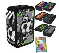 Goldkids Federtasche 3-fache Federmappe Let's Gol Fußball Federmäppchen 46-teilig gefüllte Schüleretui Stifte und Pinsel inkl. Aufgabenheft Federbox Etui Stiftetasche Schlamper-Etui Schul-Etui