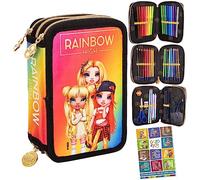 Goldkids Federtasche 3-fache Federmappe Rainbow High Golden Style Motiv Federmäppchen 46-teilig gefüllte Schüleretui Stifte und Pinsel inkl. Aufgabenheft Federbox Etui Schul-Etui
