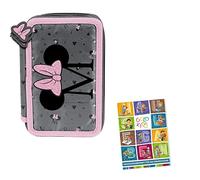 Goldkids Federtasche Minnie Mouse 3-fache Federmappe Federmäppchen 45-teilig gefüllte Schüleretui Stifte und Pinsel inkl. Aufgabenheft Federbox Etui Stiftetasche Schlamper-Etui Schul-Etui