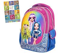 Goldkids - Rucksack Schulrucksack Teenager Kinderrucksack für Jungen und Mädchen mit RAINBOW HIGH SILVER - Hausaufgabenheft