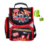 Goldkids - Rucksack Schulrucksack Teenager Kinderrucksack für Jungen und Mädchen mit Regenschutz - Feuerwehr Motiv