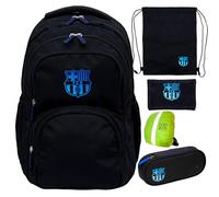 Goldkids - Schulranzen für Jungen und Mädchen, 5er-Set - Schul-Rucksack für Kinder mit Schlampermäppchen- Schuhbeutel und Regenschutz - FC BARCELONA