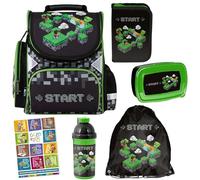 Goldkids - Schulranzen für Jungen und Mädchen - Schul-Rucksack für Kinder mit Federmäppchen - Schuhbeutel, Brotdose, Trinkflasche und Hausaufgabenheft - 1-3 Klasse