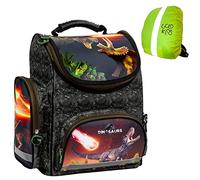 Goldkids Schulranzen Ranzen Tornister mit Dinosaurier Dino Motiv für Jungen Mädchen. Geeignet ab der 1. Klasse der Grundschule ink. Regenschutz