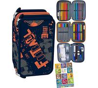 Goldkids St. Right XXL Federtasche Federmappe Federmäppchen 46-teilig gefüllte Schüleretui 3-stöckig 19 x 13 x 7 cm inkl. Hausaufgabenheft Soccer Balls Football Fußball