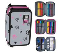 Goldkids St. Right XXL Federtasche Federmappe Federmäppchen 46-teilig gefüllte Schüleretui 3-stöckig 19 x 13 x 7 cm inkl. Hausaufgabenheft Paws Pfoten