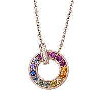 goldmaid Collier 925/- Sterling Silber rot vergoldet 7 Zirkonia weiss, 15 Zirkonia rainbow